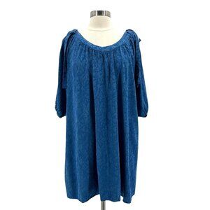 Anthropoloige Womens Petites MP Holding Horses Leyton Swing Dress Blue Floral